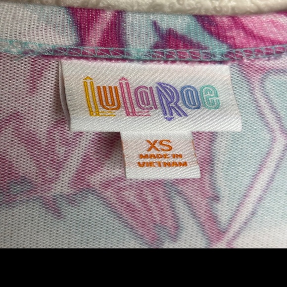 LuLaRoe Pink Flamingo Open Front Caroline Cardigan Sweater Women's Size XS - Picture 8 of 11